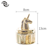 Boîte en céramique élégante en forme de licorne dorée Décoration de mariage Matériau en porcelaine avec galvanoplastie Décoration intérieure