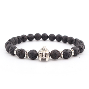 Oro antiguo Caballero romano espartano Guerrero gladiador pulsera hombres negro mate casco de lava piedra Dubai joyas de oro pul - Product Image 3