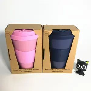 可重复使用的生态咖啡杯竹纤维旅行带盖竹咖啡杯