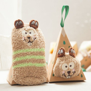 Triangle Box Packing Animal Warm <strong>Fluffy</strong> <strong>Socks</strong> for <strong>Ladies</strong> and Children - Product Image 4