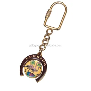 Quà Lưu Niệm Chất Lượng Epoxy Flamingo Spinning Keyring Kim Loại Florida Nhà Nước Keychain Cho Nhiều Phím