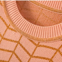 Robes d'été à carreaux longues et droites à manches courtes en tricot avec col en O personnalisé robe pull décontractée en tricot pour femmes