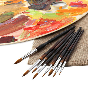 8 Pcs/ensemble <span class=keywords><strong>Sable</strong></span> Cheveux Courts Bouleau Poignée Aquarelle Et Acrylique Et Peinture À L'huile Brosses Ensemble - Product Image 5