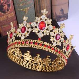 มงกุฎมงกุฏคริสตัลแบบเต็มรูปสำหรับใส่ออกงานพรอมสีทอง - Product Image 6