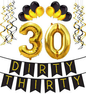 Palloncini per Festa di Compleanno 30 Anni, Decorazioni, Grande Palloncino in Foil '30 Years', Palloncini in Lattice Bianchi e Neri - Product Image 6
