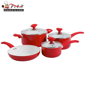 7 Cái Red Chất Lượng Cao Masterclass Cao Cấp <span class=keywords><strong>Cookware</strong></span> Nhôm Gốm Nồi Đồ Nấu Nướng Bộ - Product Image 2