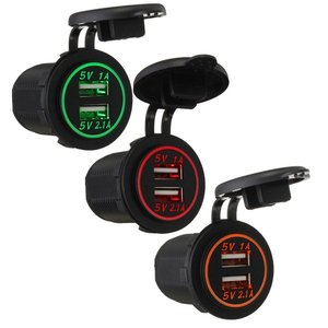 12V xe xe máy 3.1A kép <span class=keywords><strong>USB</strong></span> sạc ổ cắm với Red LED Light - Product Image 5