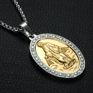 Collar colgante de acero inoxidable patrón <span class=keywords><strong>Virgen</strong></span> <span class=keywords><strong>Mar</strong></span>ía - Product Image 3