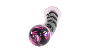 Consoladores de cristal con curvas modeladoras, máquina de juego Sexual Real, adhesivo para masaje corporal (grabado de corazón negro de color rosa) - Product Image 3