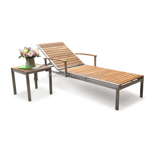 Chaise longue d'extérieur en aluminium et bois plastique <span class=keywords><strong>avec</strong></span> roulettes pour la <span class=keywords><strong>plage</strong></span> - Product Image 4