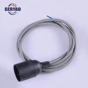 European standard CE ENEC VDE textile cable with plug and E27 lamp holder braided electric wire with plug and lampholder