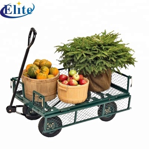 Chariot de jardin d'extérieur en acier de haute qualité à 4 roues Chariot de remorque grillagé à usage intensif - Product Image 6