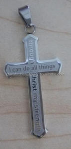 Collier Croix en Acier Inoxydable avec Chaîne à Billes, Bijou Philippiens 4:13, Verset Biblique de Force - Product Image 3