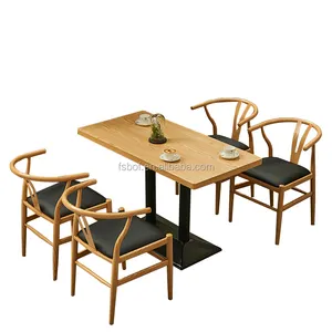 Новый стиль, мебель для ресторана, современный деревянный стул из искусственной кожи и чайный столик, набор красочных стульев для столовой