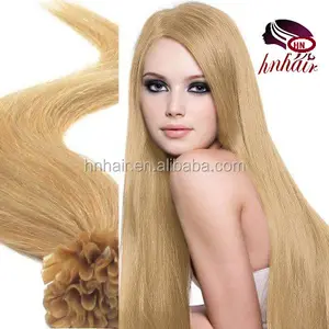 Diskon besar-besaran kualitas tinggi 100% Remy rambut manusia bebas kusut ditarik ganda kutikula penuh ujung U rambut palsu #24 pirang alami