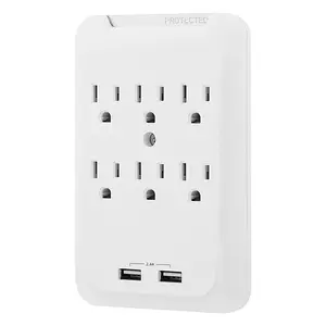 6 Outlet Surge Protector LED indicators wall tap usb charge