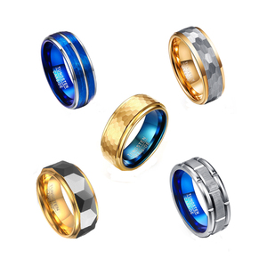 Anello 6/8mm moda opaco finito Mens fascia nero/blu anelli in carburo di tungsteno - Product Image 6