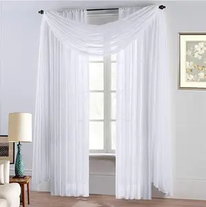 NEW ARRIVAL 60"x216" Red by Royal Luxury Linen <strong>Window</strong> Scarf Sheer <strong>Voile</strong> - Product Image 1