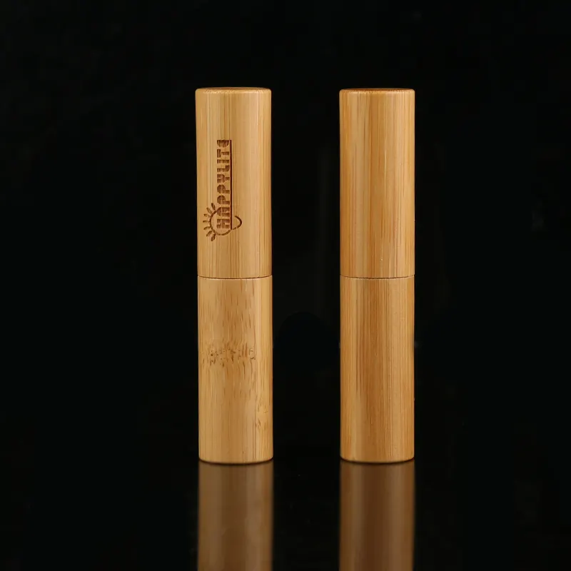 Wadah kemasan bambu kustom tabung lipstik bambu Balsem Bibir eco mini kosong