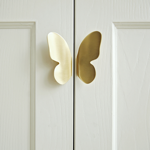 Hot Sale Creative <strong>Gold</strong> Brass Butterfly Shaped Furniture Pull Modern Hardware <strong>Handle</strong> for Drawer Cabinet Door for <strong>Wardrobe</strong> Kitchen - Product Image 1