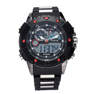 Multifunctionele Sport Horloge Mannen Grote Wijzerplaat Stryve Merk Luxe Dubbele Tijd Waterdichte Dive Quartz Analoge Digitale Led Horloge - Product Image 4
