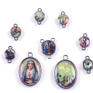 Conector para Rosario Medallas de los Siete Dolores Calcomanías de la Santísima <span class=keywords><strong>Virgen</strong></span> María Medallas de Devoción Católica para Rosario - Product Image 1
