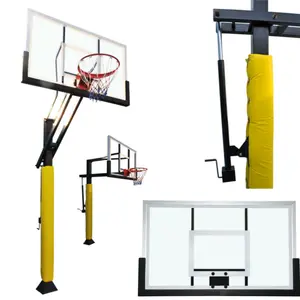 Penjualan Pabrik Papan Belakang Kaca Tempered Set Lengkap Ring Basket Disesuaikan Tinggi FIBA untuk Pelatihan