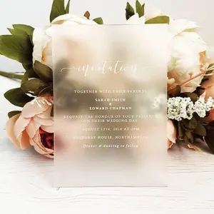 Personalizado Transparente Fosco Glod Lucite Acrílico Convites De Casamento Menu Cartão