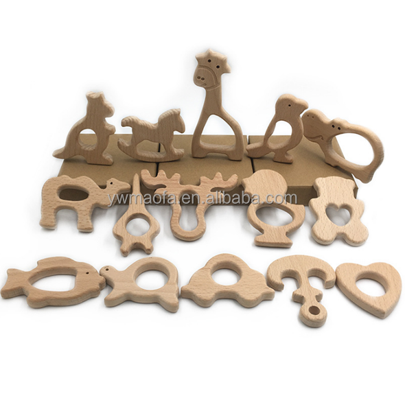 Оптовая продажа, деревянные игрушки-прорезыватели для зубов в форме животных