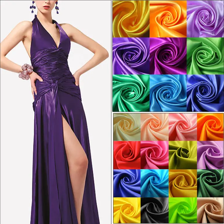 100%poly shiny dyed silky soft satin fabric for sleepwear wedding night dress acarf costume 50dx75d china supplier wholesale