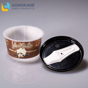 Contenant rond <span class=keywords><strong>pour</strong></span> yaourt, tasse en plastique, avec couvercle et cuillère, résistante, logo personnalisé, IML, 100g - Product Image 6