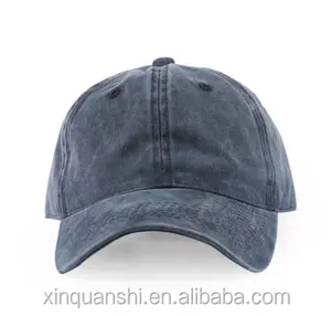 high quality 6 panel washed baseball cap washed cotton blue jeans fabric vintage effect low profile dad hat