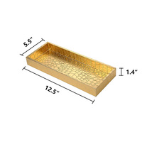 Ensemble de plateaux de service en cuir, fermoirs de qualité supérieure en peau de crocodile et de dragon, plateau 23 cm de couleur or