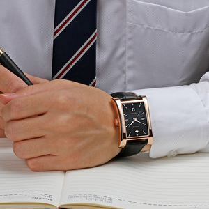 <span class=keywords><strong>Orologio</strong></span> da <span class=keywords><strong>Uomo</strong></span> Quadrato Impermeabile con Calendario, Cinturino Nero e <span class=keywords><strong>Oro</strong></span>, Movimento al Quarzo, Design alla Moda - Product Image 6