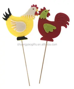 Easter felt hen /cock decoration stick chook decorative pick