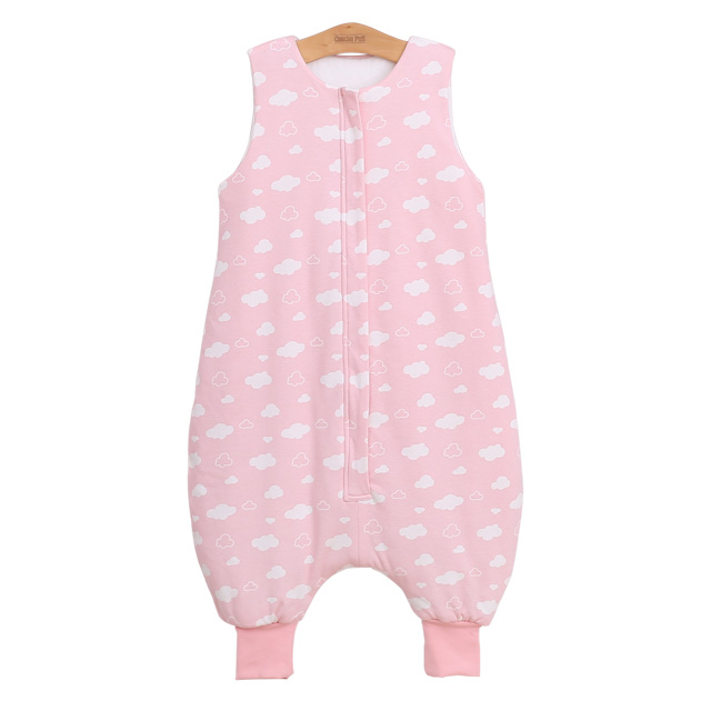 Белые облака печати розовый без рукавов 100% хлопок Детские спальные мешки с ногами