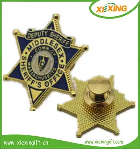 personalizado 2014 chapado en oro estrella estrella en forma de placa de metal pin