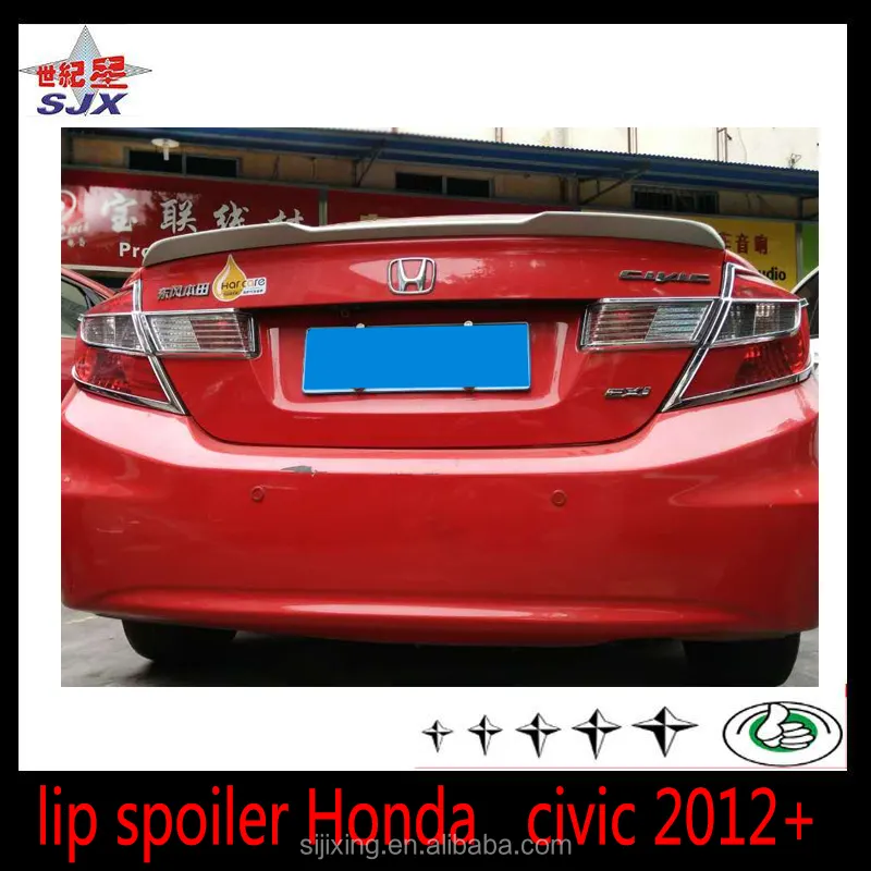 abs plastic car lip spoiler for civic 2012+ auto rear wing with led lamp