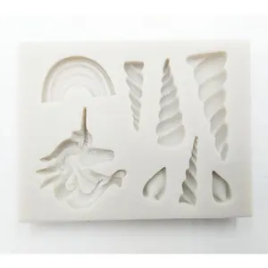 Molde de silicona para decoración de magdalenas, herramientas de decoración de pasteles, fondant, cuerno de nube de unicornio, h46g