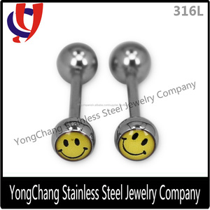 Plata de moda <span class=keywords><strong>piercing</strong></span> logotipo personalizado hermosa fake anillo de la lengüeta - Product Image 1
