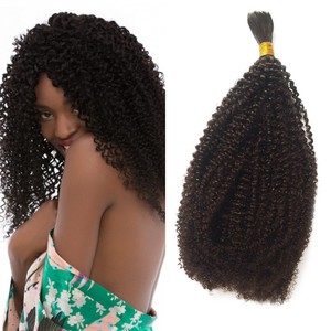 Afro Kinky Curly Bulk Hair Extensions No Attachment Remy Burmese Human Hair Bulk for Braiding