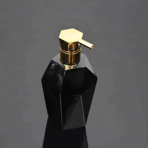 empty luxury 300ml 10.5oz PET plastic black bottle with golden pump dispenser for body wash body scrub