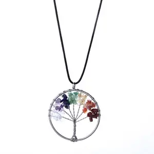 2019 Trendy Design Natural Stone Life of Tree Pendant Women Necklace Accessories