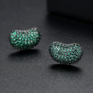 LUOTEEMI Coréen Mignon Vert Émeraude Boucles D'oreilles Pois Forme Minuscule Vert Zircon Cubique Pavé Diamant Filles Boucles D'oreilles - Product Image 5