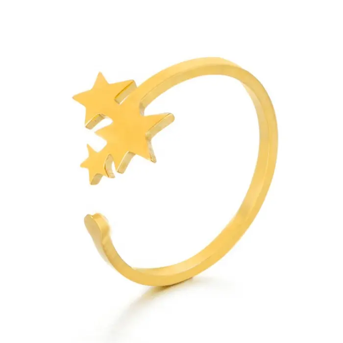 Heißer verkauf hohe qualität mode trendy minimalismus stil edelstahl gold star ring für frauen ringe schmuck