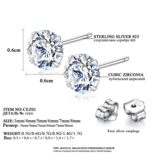 CEZ01 Pendientes <span class=keywords><strong>de</strong></span> Plata <span class=keywords><strong>de</strong></span> Ley 925 con Circonita Cúbica <span class=keywords><strong>de</strong></span> Corte Redondo, Joyería <span class=keywords><strong>Fina</strong></span> Coreana, Estilo Veraniego, con Piedra <span class=keywords><strong>de</strong></span> Nacimiento, para Mujer, Regalo - Product Image 2