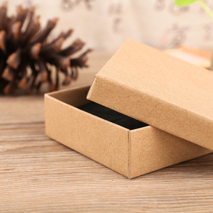 Kraft Paper Square Jewelry <strong>Earring</strong> Bracelet Ring Necklace Packaging <strong>Box</strong> <strong>Gift</strong> Boxes With Sponge - Product Image 6