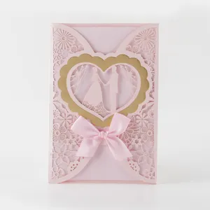 Top quality heart shape wedding card designs laser cut cards wedding invitation