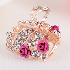 Pinces à <span class=keywords><strong>cheveux</strong></span> pour dames en alliage d'or rose avec strass en métal et cristal argenté - Product Image 5