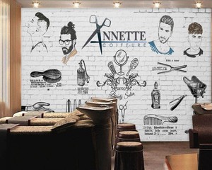 Papier peint pour salon de coiffure pour hommes, salon, pas de Sharon, papier peint photo - Product Image 2